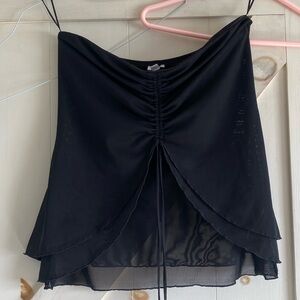 Strapless Black Ruched Layered Camisole